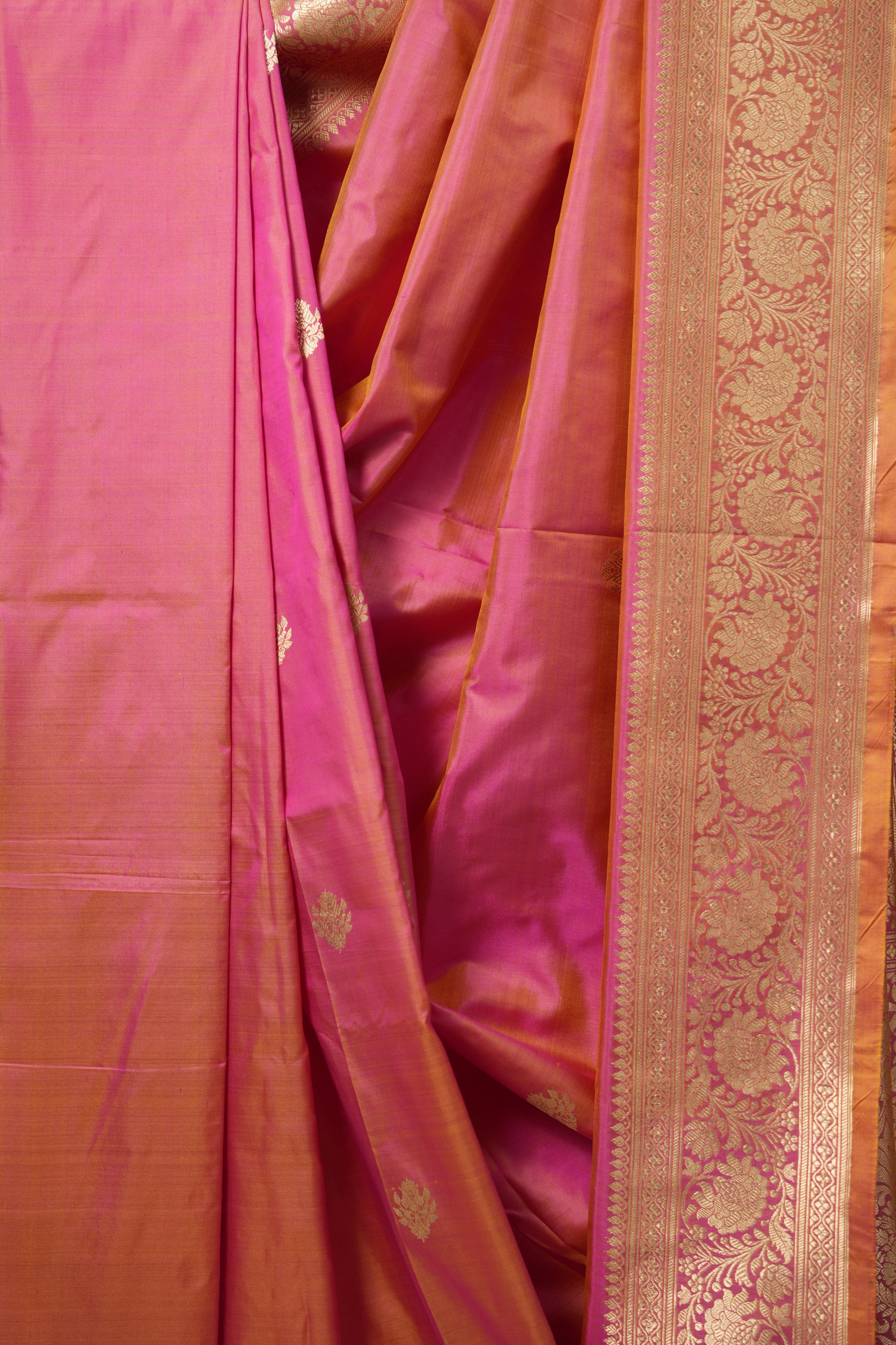 Peach-Pink Banarasi Silk Saree - SRPPBSS875