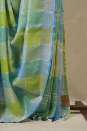 Multicolor Linen Saree With Tassels - SRMLS491