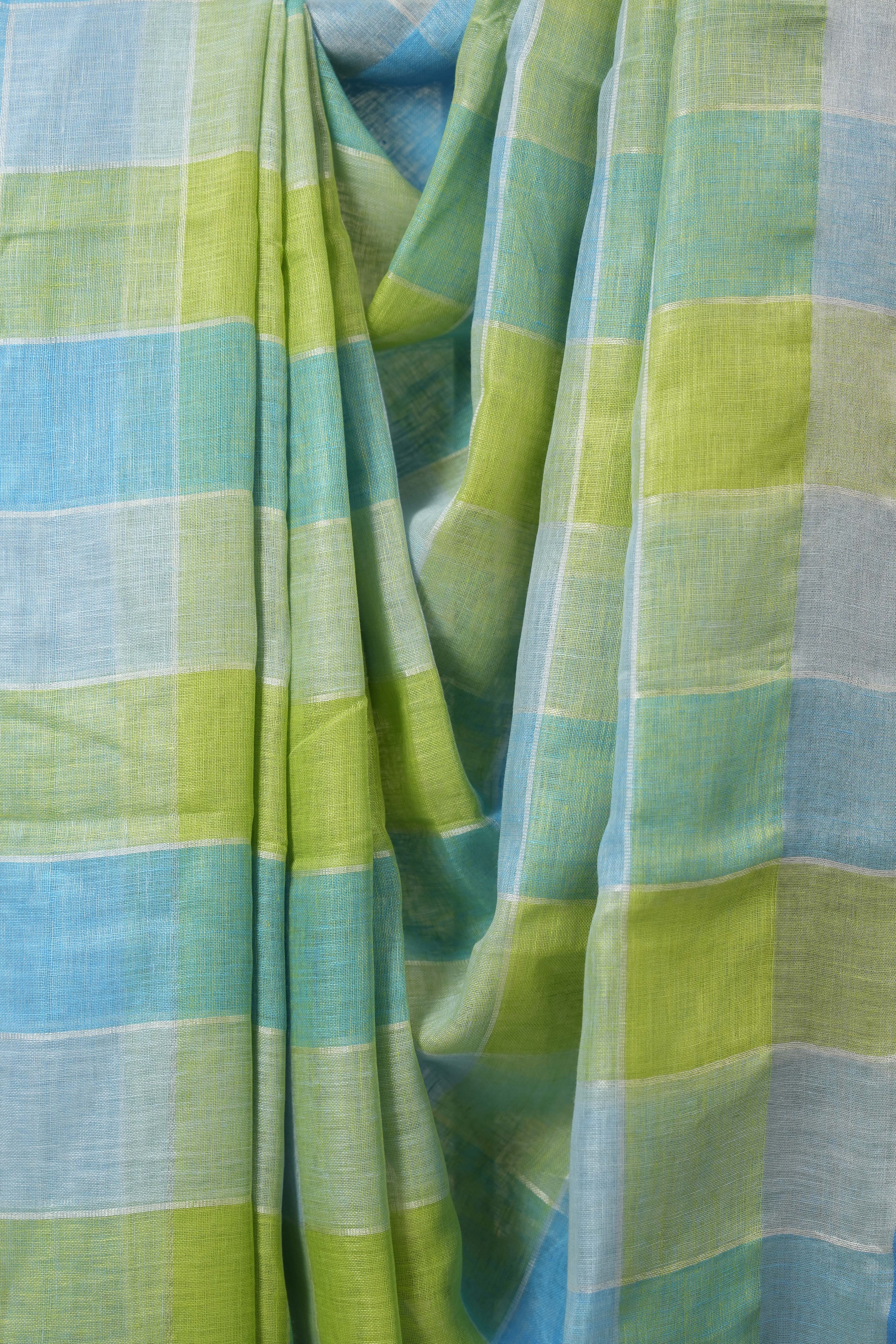 Multicolor Linen Saree With Tassels - SRMLS491