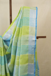 Multicolor Linen Saree With Tassels - SRMLS491