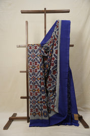 Navy Blue Pochampalli Cotton Ikat Saree - SRNBPCIS570
