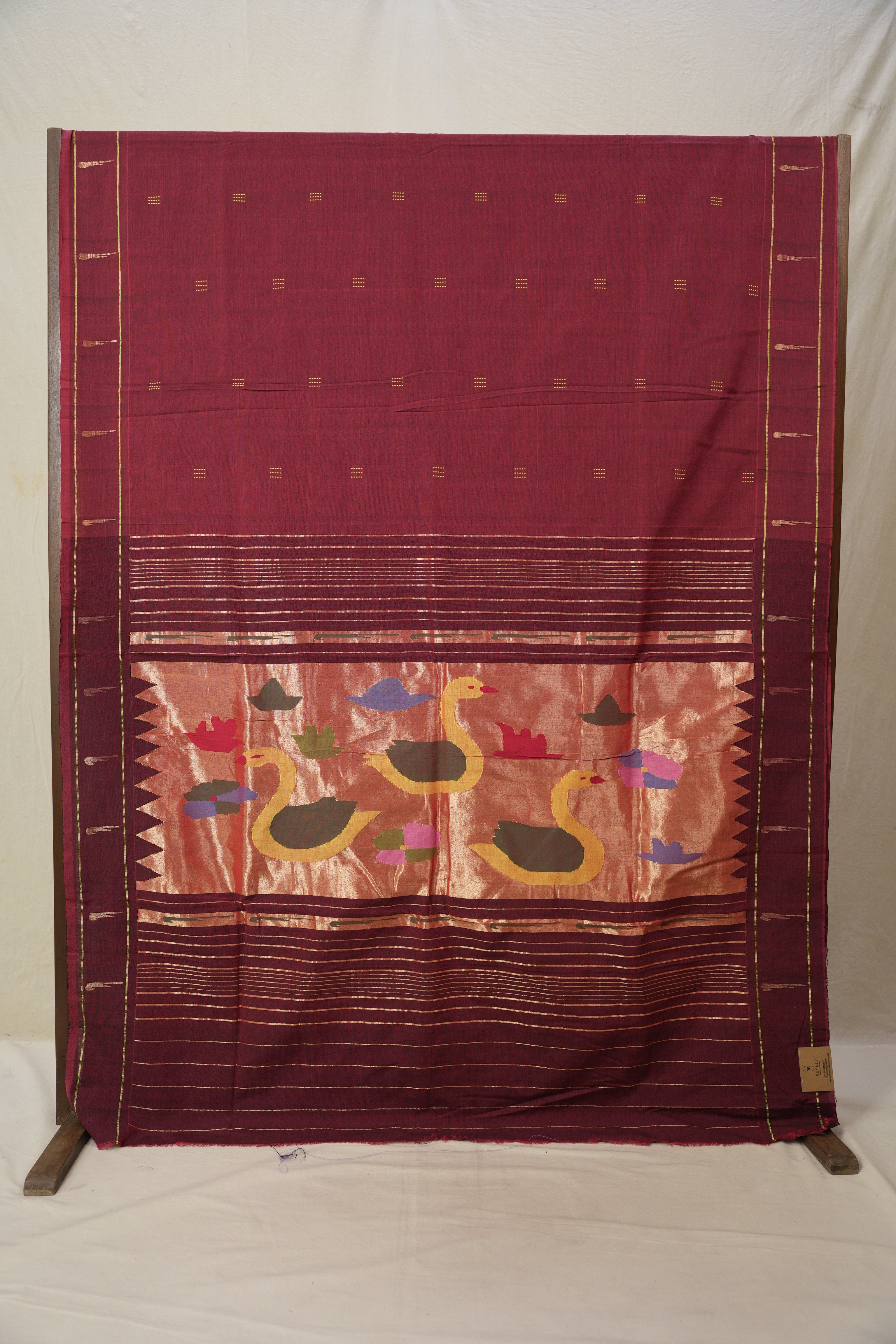 Maroon Cotton Paithani Saree - SRMCPS678