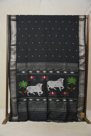 Black Cotton Paithani Saree - SRBCPS658