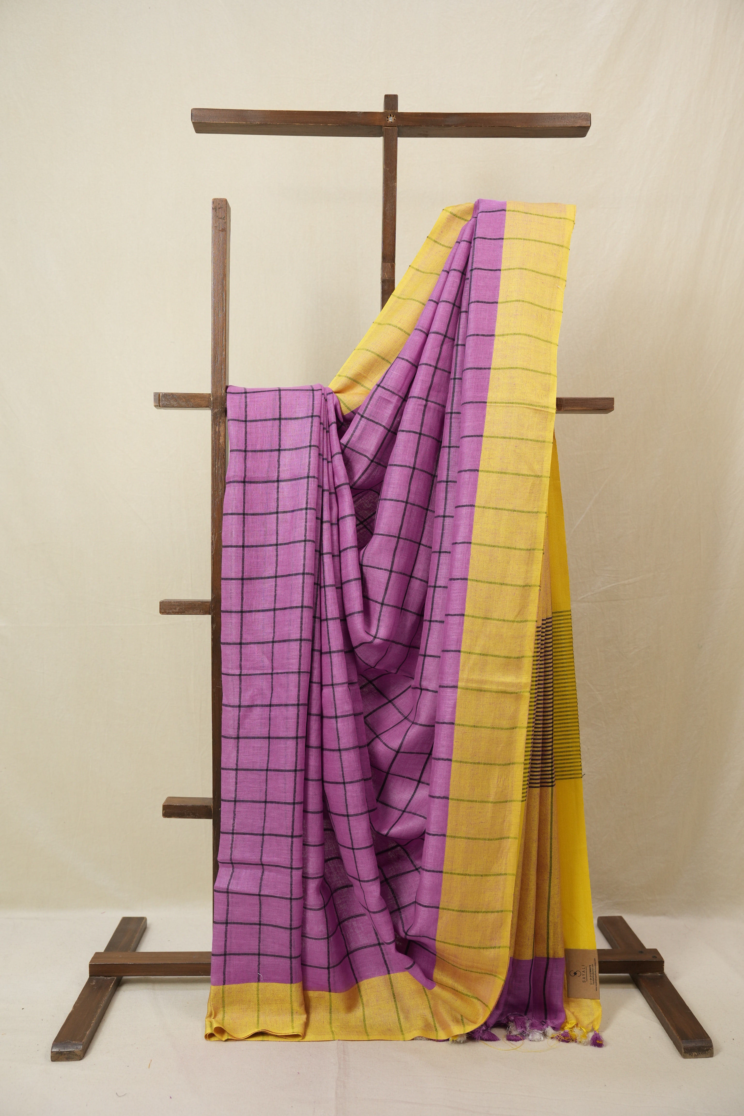 Orchid Purple Linen Saree With Tassels - SROPLS482