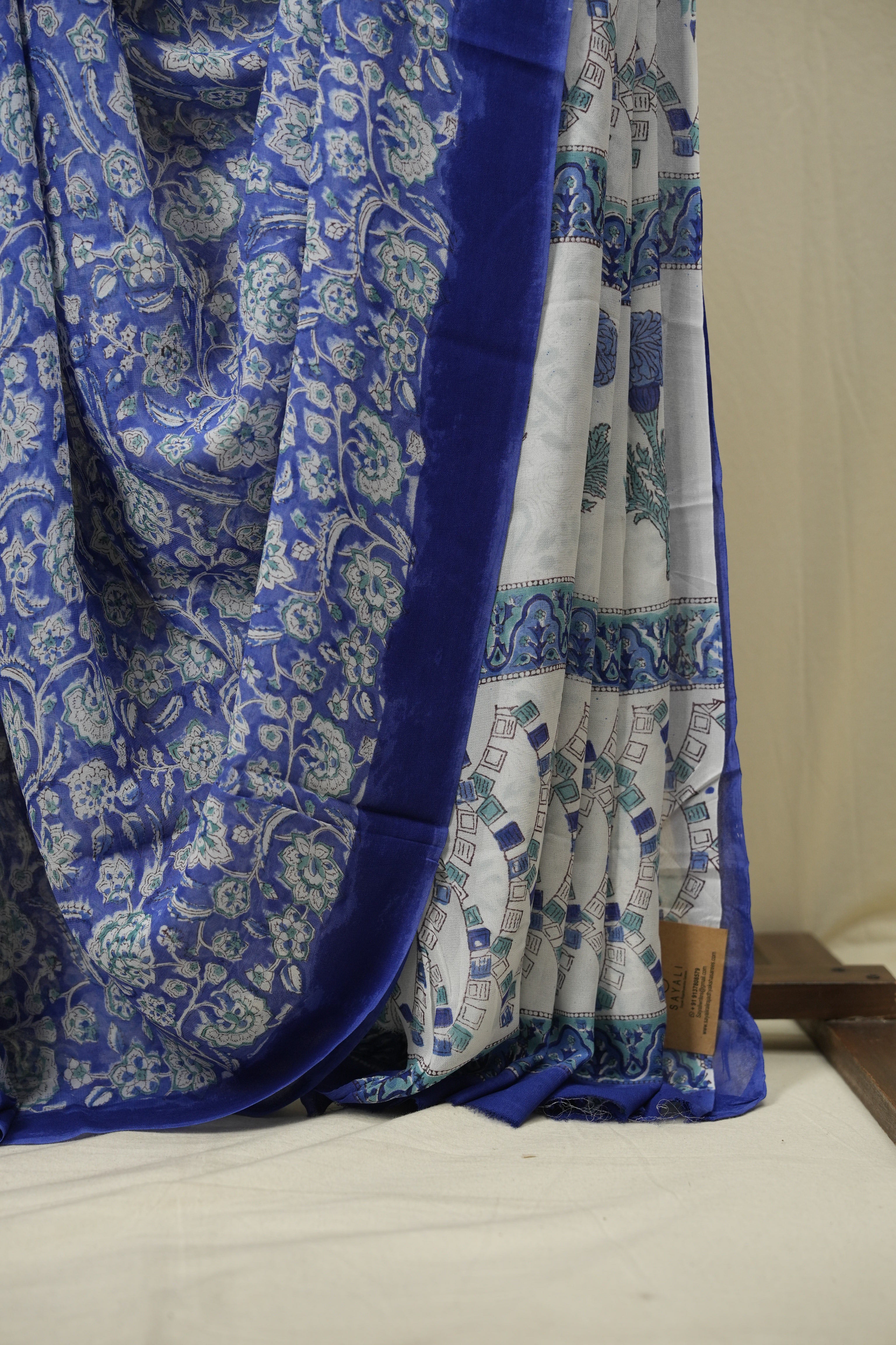Blue HBP Chiffon Saree - SRBHCS57