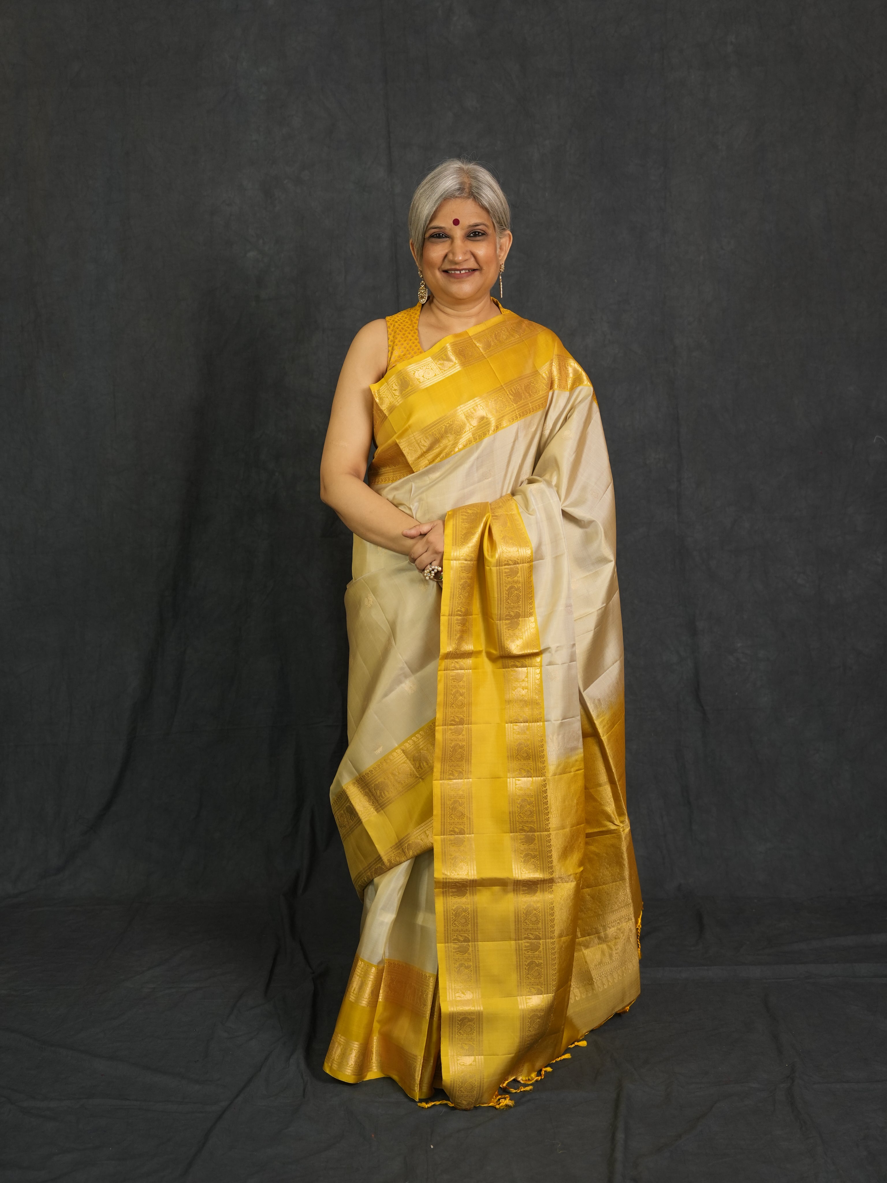 Ivory Soft Silk Saree - SRISSS431