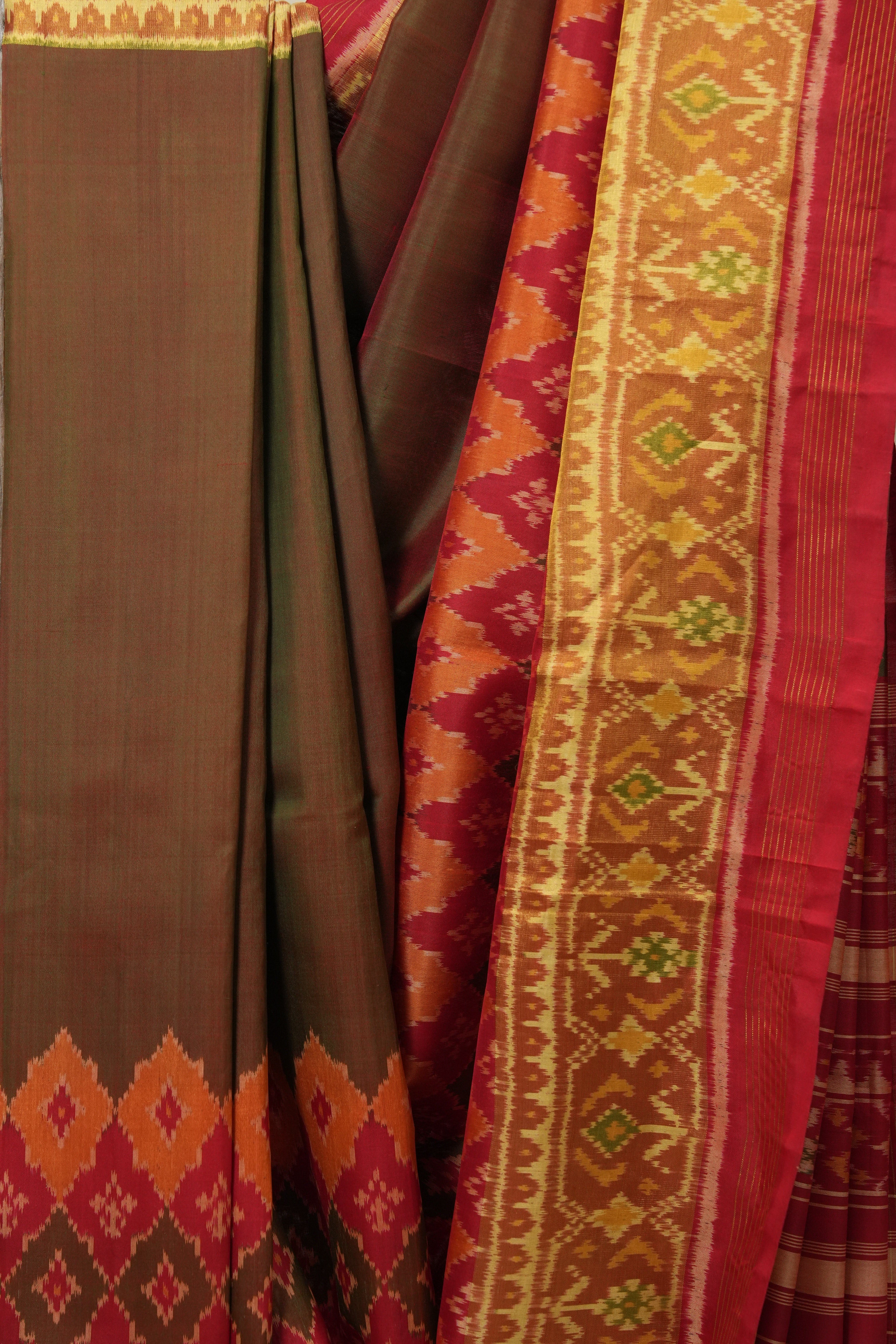 Moss Green Rajkot Patola Silk Saree - SRMGRPSS215