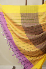 Orchid Purple Linen Saree With Tassels - SROPLS482
