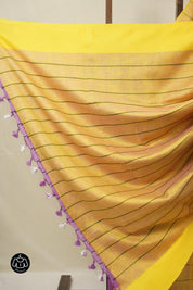 Orchid Purple Linen Saree With Tassels - SROPLS482