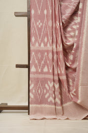 Peach White Pochampalli Cotton Ikat Saree - SRPWPCIS571