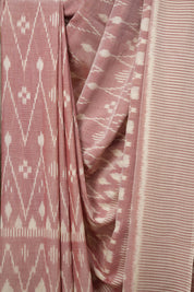 Peach White Pochampalli Cotton Ikat Saree - SRPWPCIS571