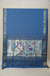 Peacock Blue Cotton Paithani Saree - SRPBCPS649
