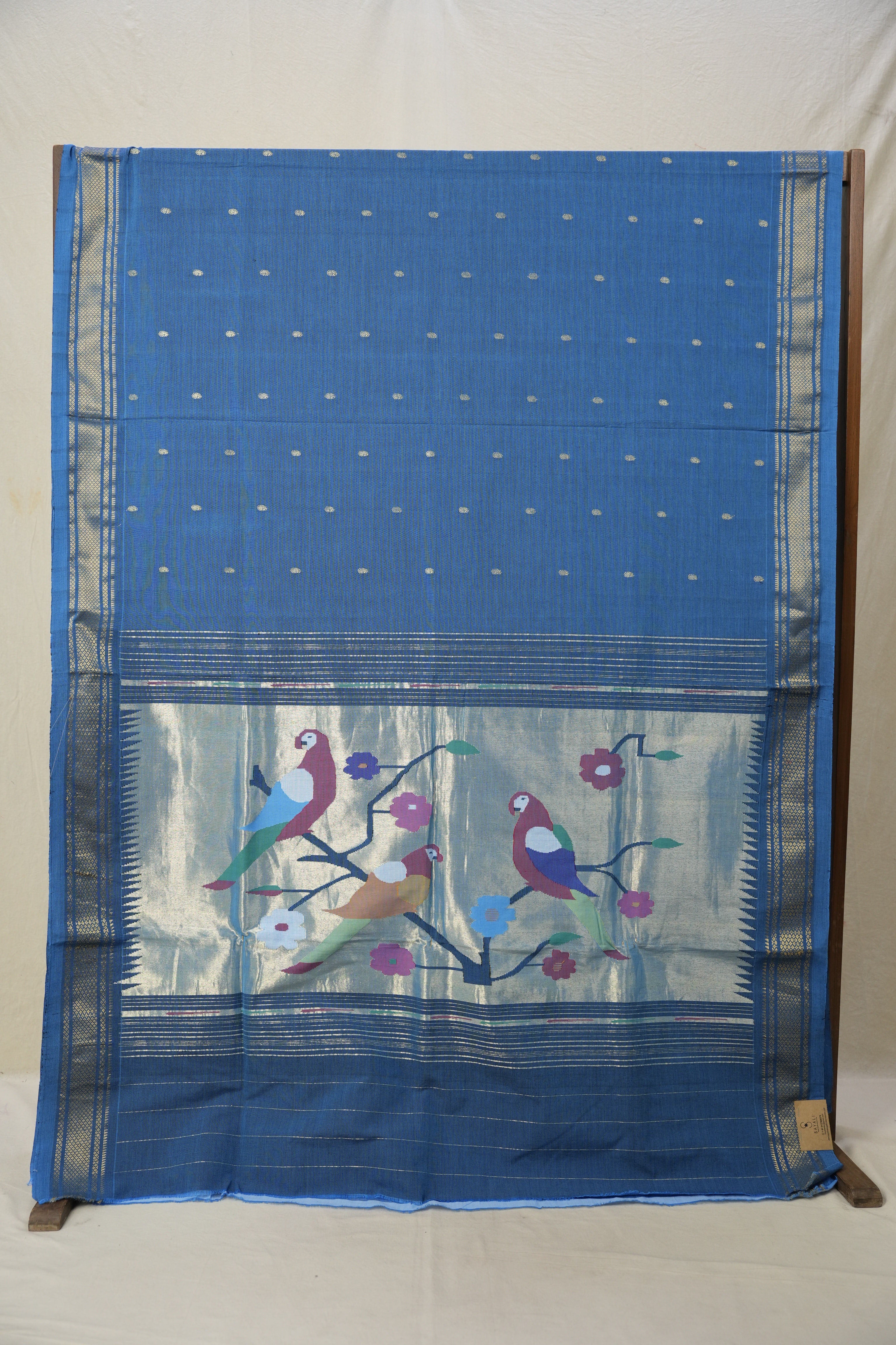 Peacock Blue Cotton Paithani Saree - SRPBCPS649