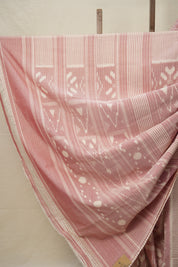 Peach White Pochampalli Cotton Ikat Saree - SRPWPCIS571
