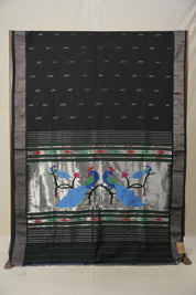 Black Cotton Paithani Saree - SRBCPS694