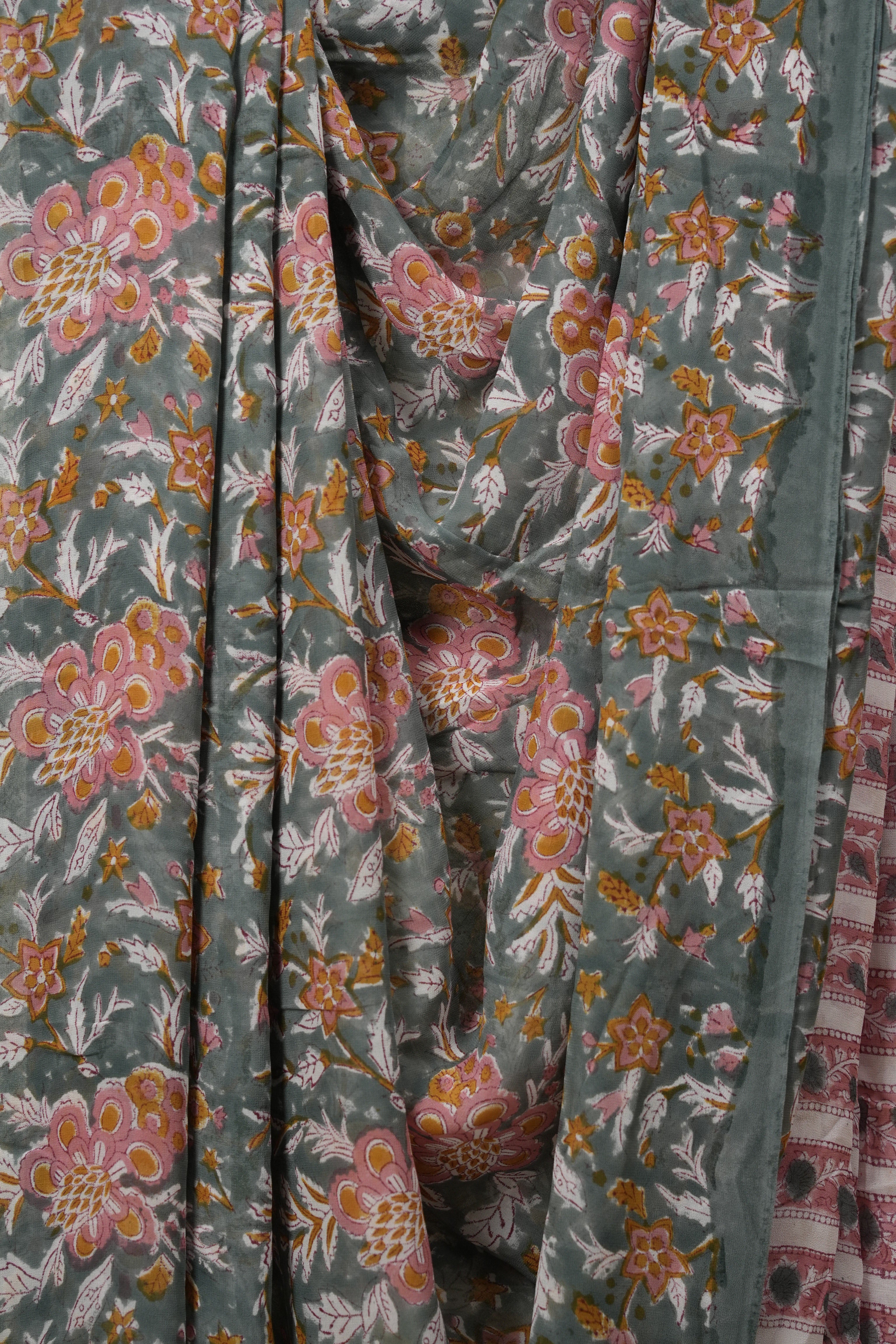 Teal Green HBP Chiffon Saree - SRTGHCS61