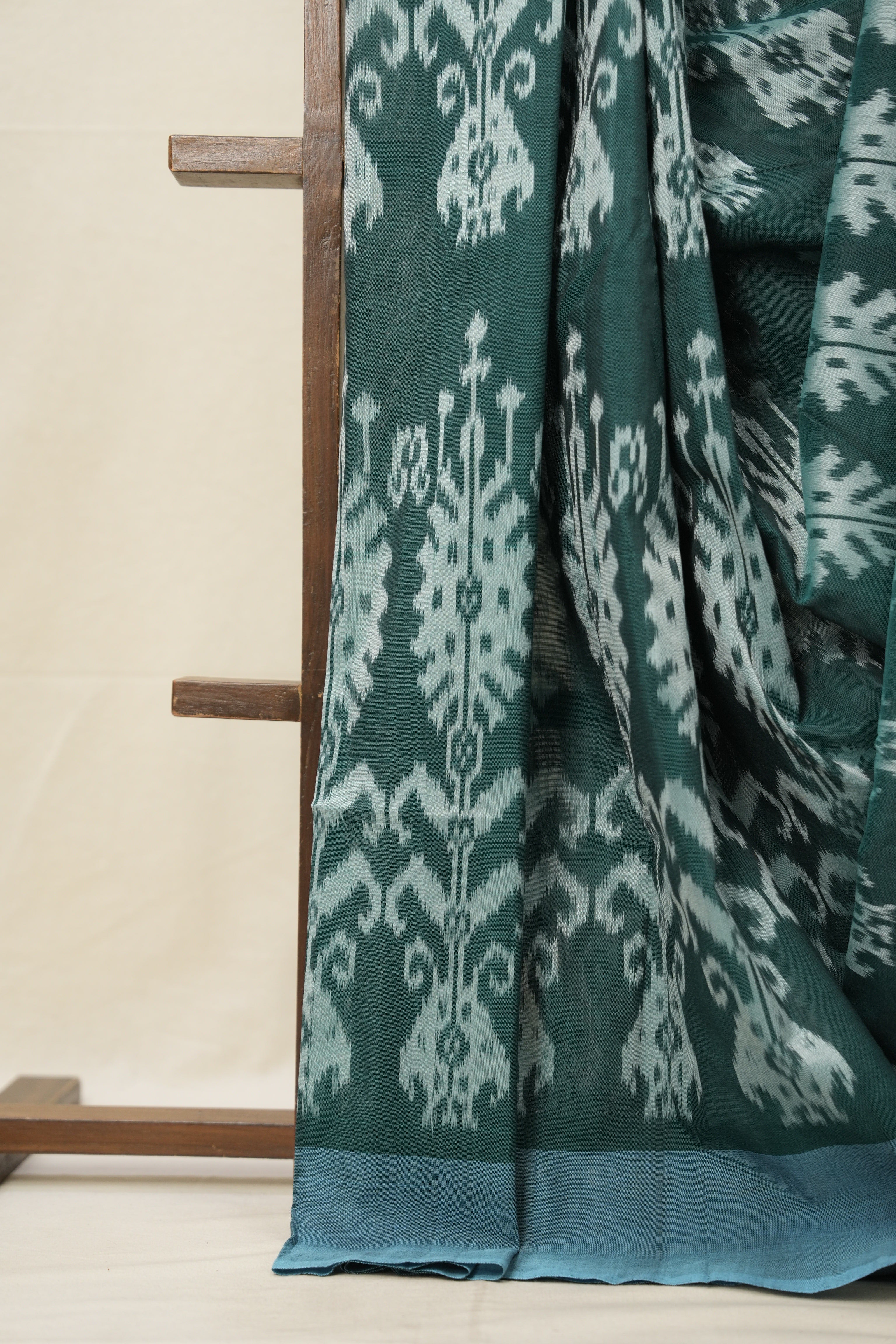 Rolex Green Pochampalli Cotton Ikat Saree - SRRGPCIS573