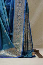 Peacock Blue Banarasi Silk Saree - SRPBBSS866