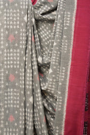 Grey Pochampalli Cotton Ikat Saree - SRGPCIS572