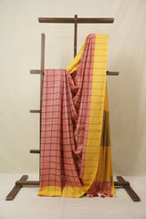 Peach Linen Saree With Tassels - SRPLS481
