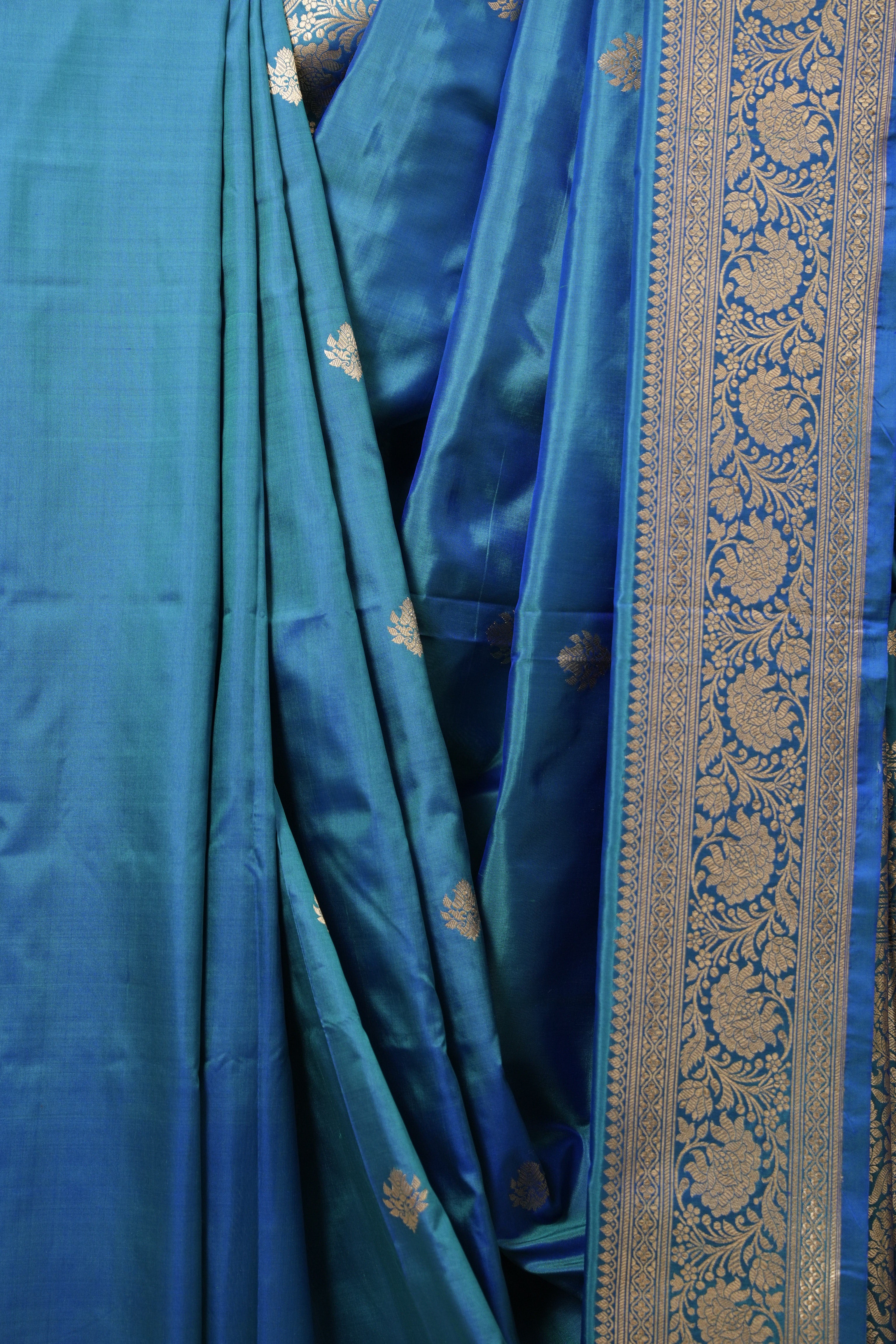 Peacock Blue Banarasi Silk Saree - SRPBBSS866