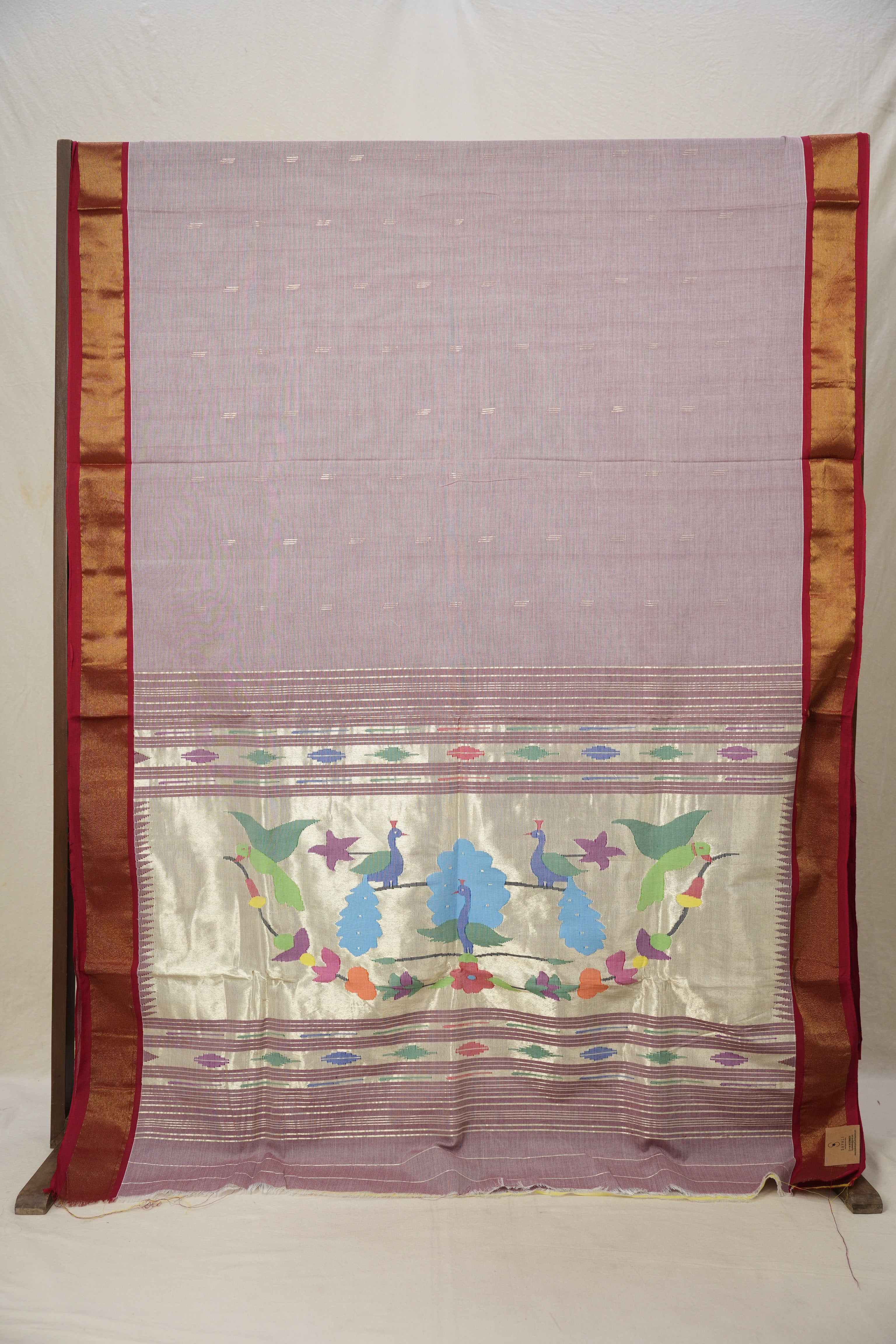 Lilac Cotton Paithani Saree - SRLCPS667