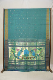 Teal Blue Cotton Paithani Saree - SRTBCPS551