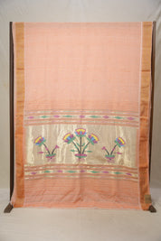 Peach Cotton Paithani Saree - SRPCPS686