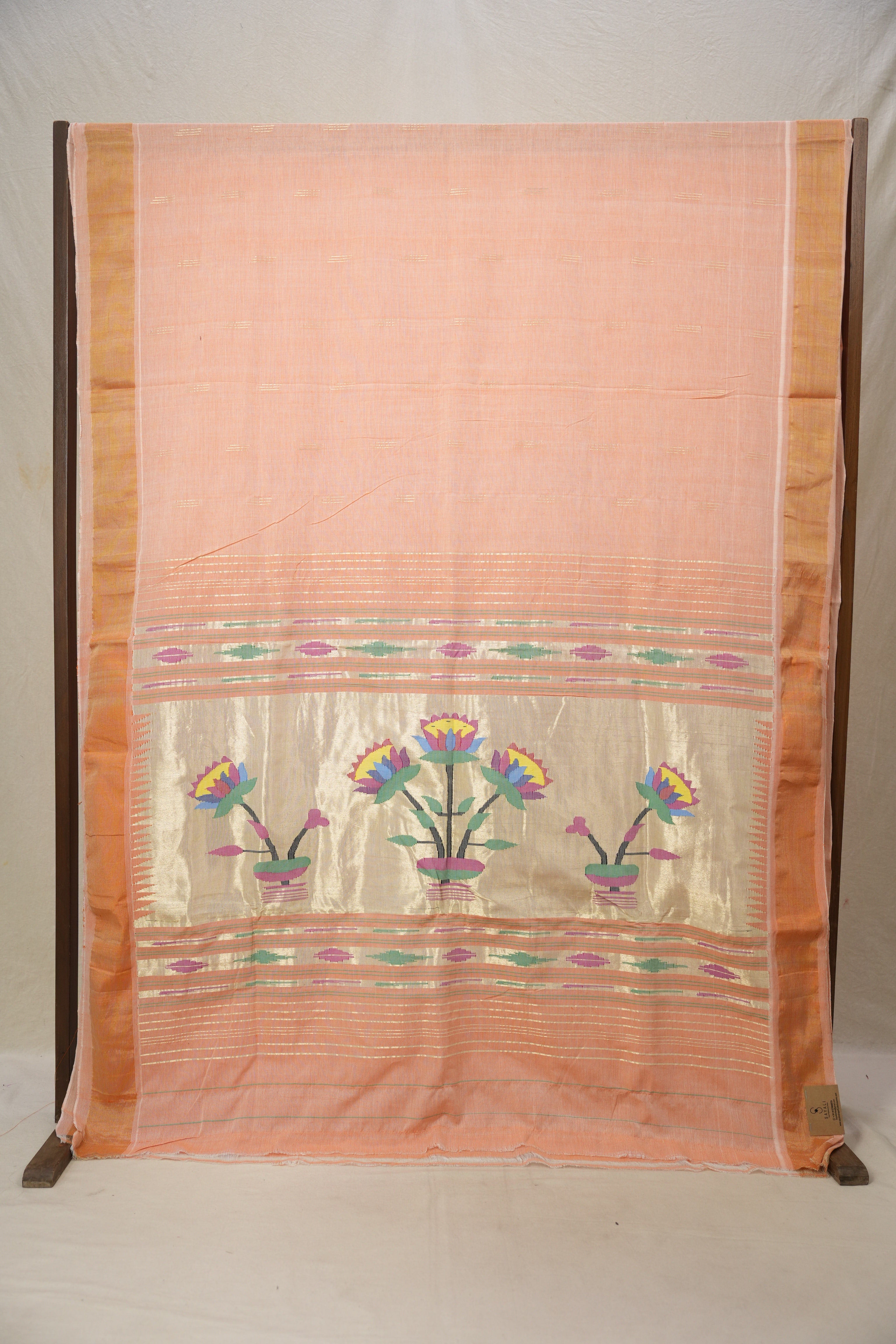 Peach Cotton Paithani Saree - SRPCPS686