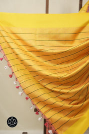 Peach Linen Saree With Tassels - SRPLS481