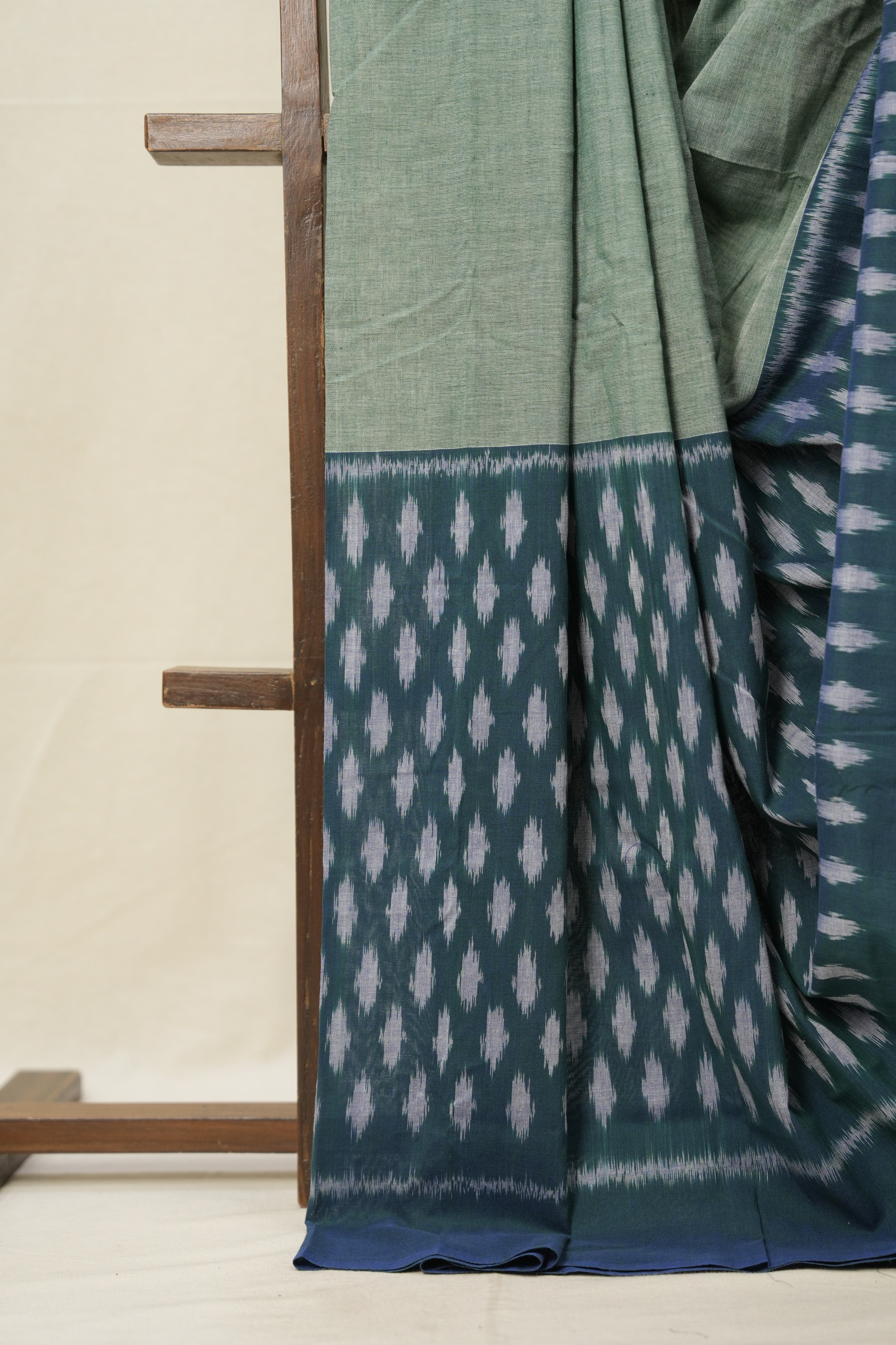 Pista Green Pochampalli Cotton Ikat Saree - SRPGBPCIS598