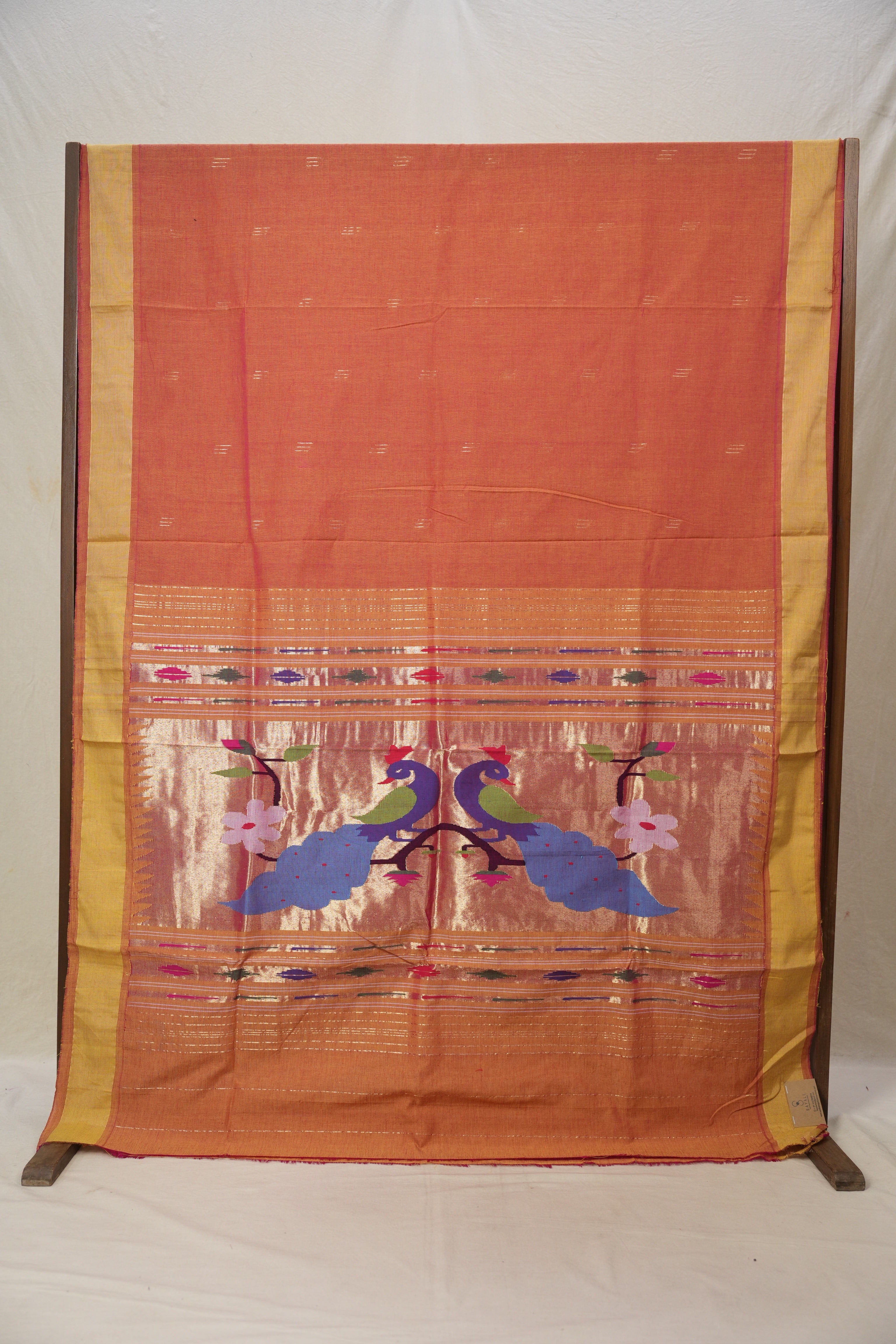 Orange Pink Cotton Paithani Saree - SROPCPS682