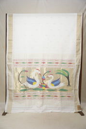White Cotton Paithani Saree - SRWCPS693