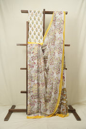 White HBP Chiffon Saree - SRYHCS63