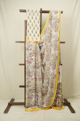 White HBP Chiffon Saree - SRYHCS63