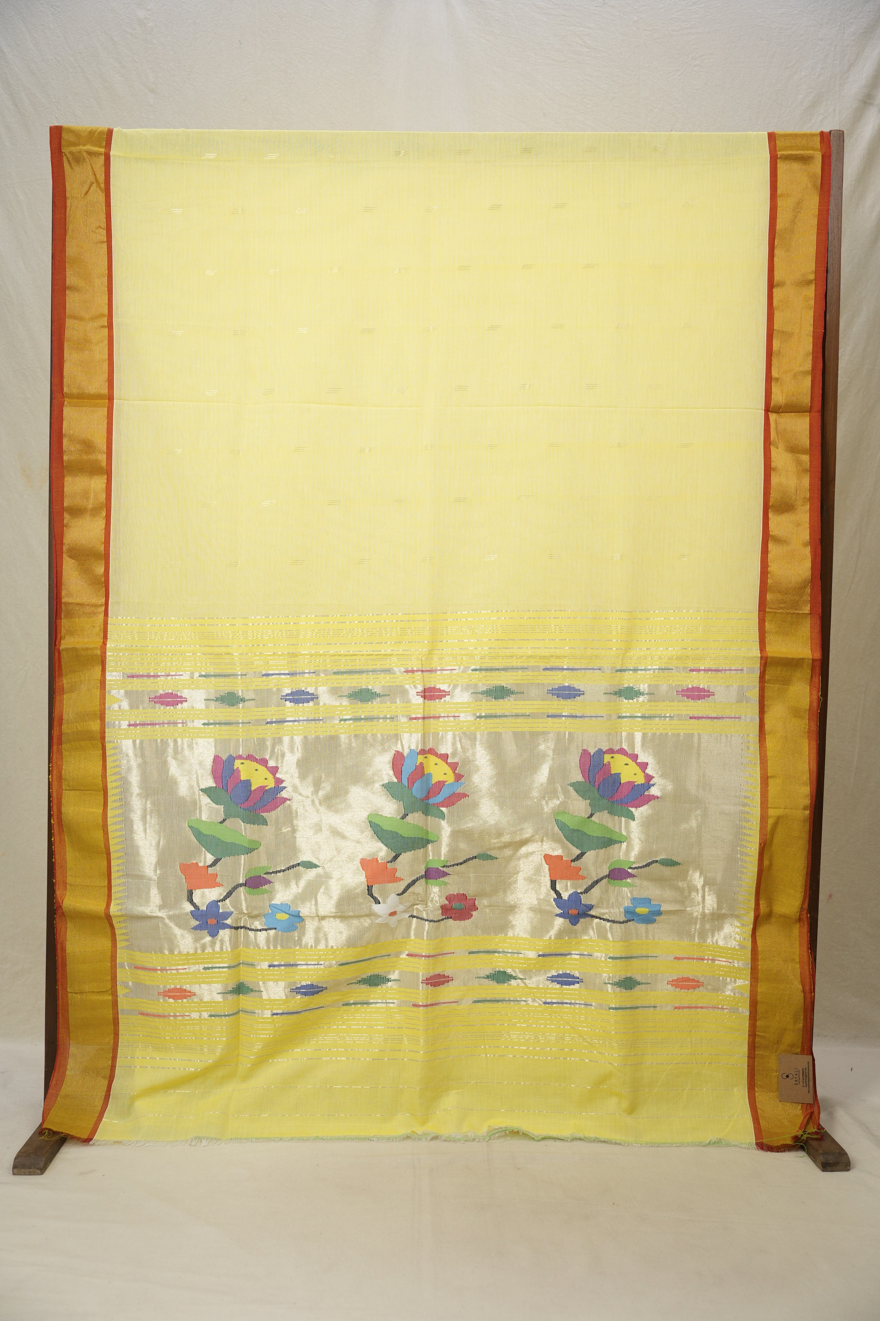 Pestle Yellow Cotton Paithani Saree - SRPYCPS668