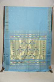 Sky Blue Cotton Paithani Saree - SRSBCPS664