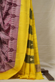 Pink Yellow Pochampalli Cotton Ikat Saree - SRPYBPCIS597