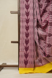 Pink Yellow Pochampalli Cotton Ikat Saree - SRPYBPCIS597