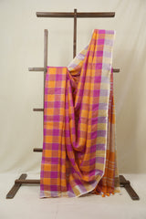 Multicolor Linen Saree With Tassels - SRMLS496