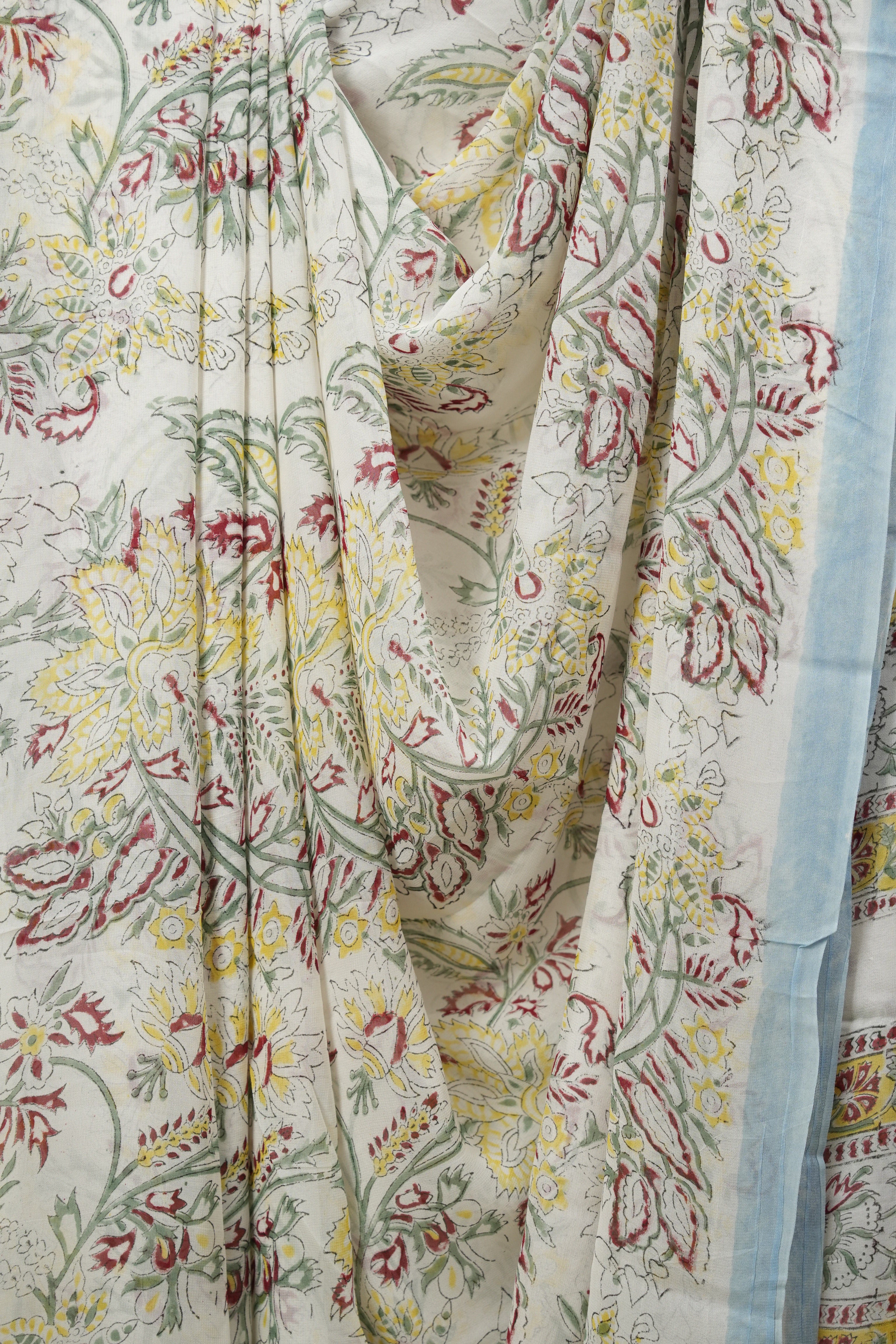 White HBP Chiffon Saree - SRWHCS49