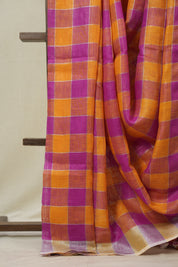 Multicolor Linen Saree With Tassels - SRMLS496