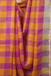 Multicolor Linen Saree With Tassels - SRMLS496
