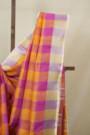 Multicolor Linen Saree With Tassels - SRMLS496