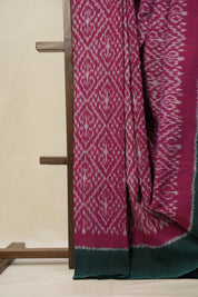 Pink - White  Pochampalli Cotton Ikat Saree - SRPWPCIS596