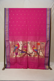 Rani Pink Cotton Paithani Saree - SRRPCPS599