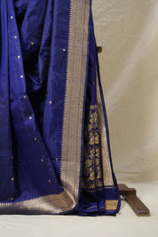 Navy Blue Banarasi Silk Saree - SRNBBSS860
