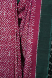 Pink - White  Pochampalli Cotton Ikat Saree - SRPWPCIS596