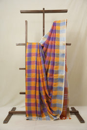 Multicolor Linen Saree With Tassels - SRMLS497