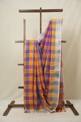 Multicolor Linen Saree With Tassels - SRMLS497